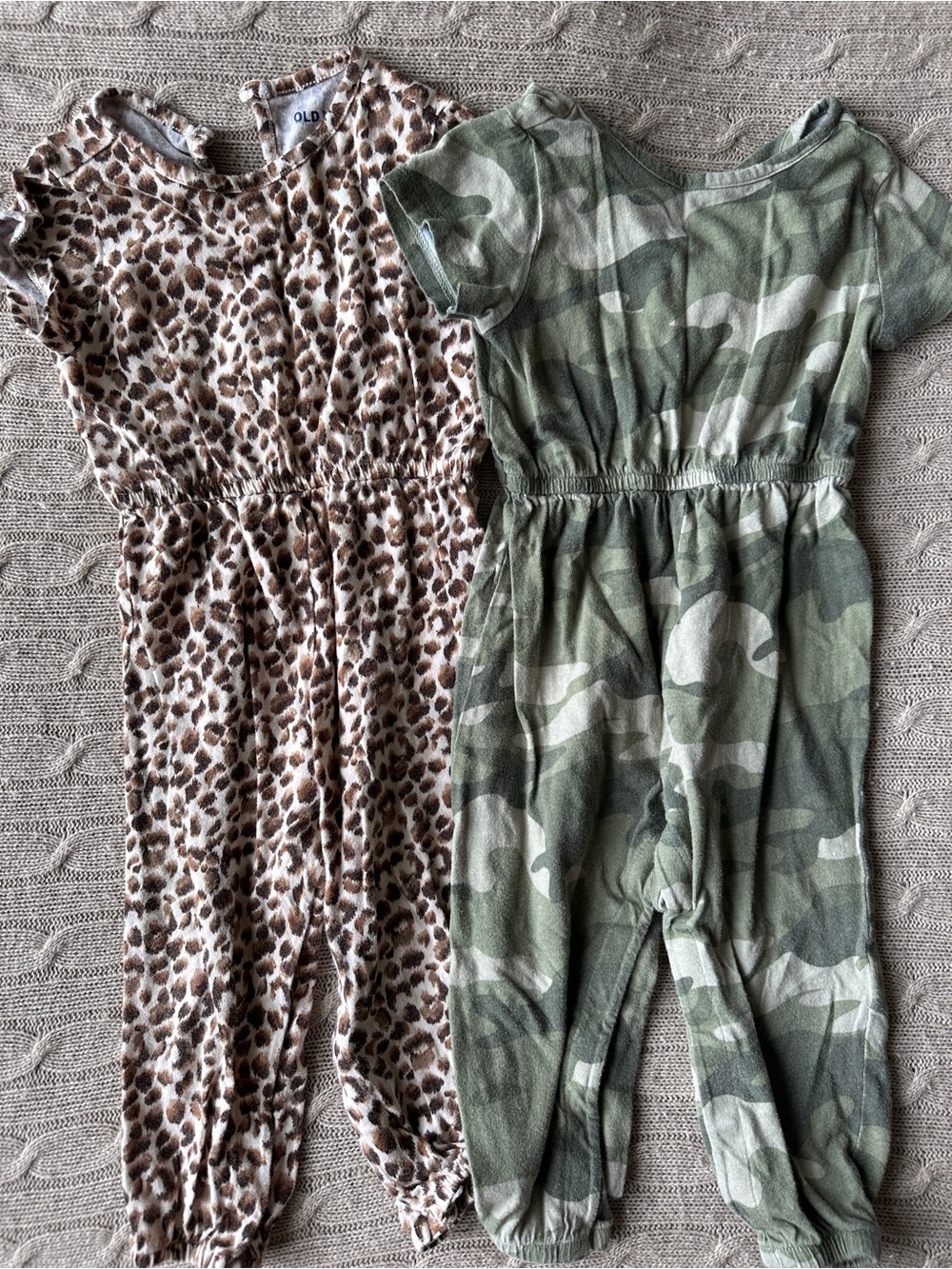 EUC Old Navy Baby Girl Jumpsuit Set, Camo & Leopard, 18-24 Months
